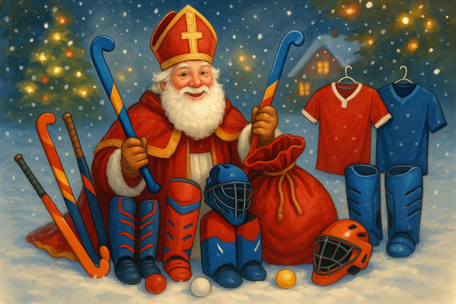 Nikolaus Bild mit Feldhockey Equipment