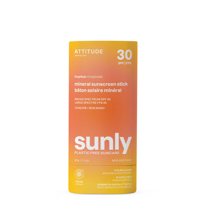 Attitude - Plastic-free mineral sunscreen stick SPF 30 Tropical