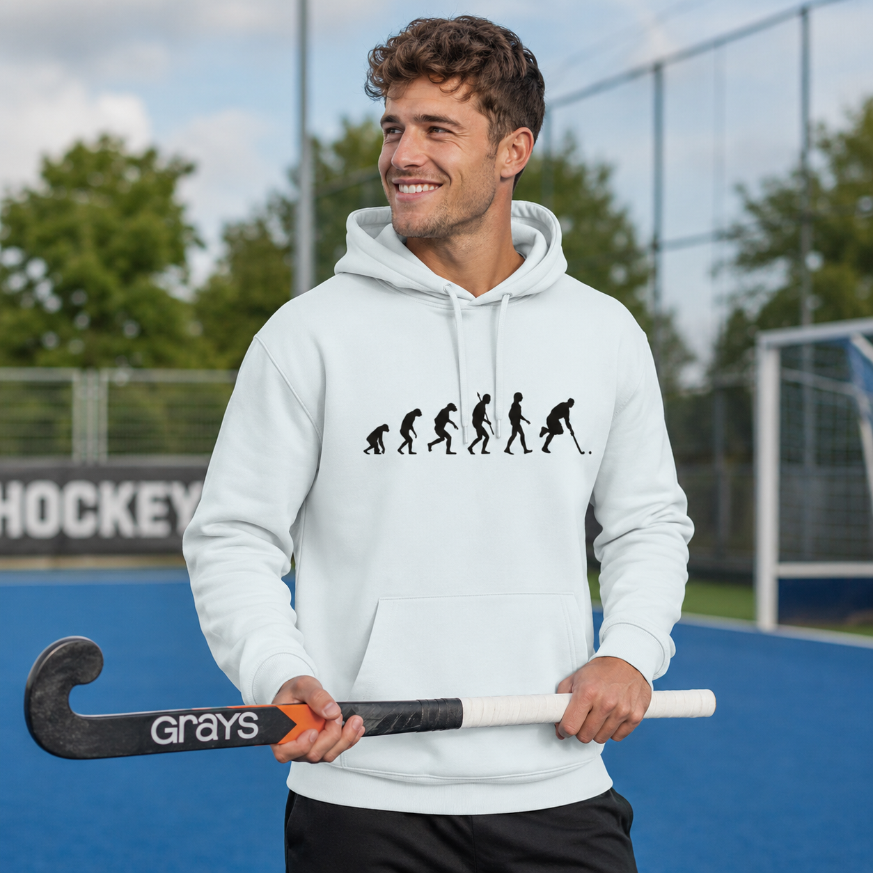 OurEvolution Hoodie Blue Ice mit Schwarzer Schrift